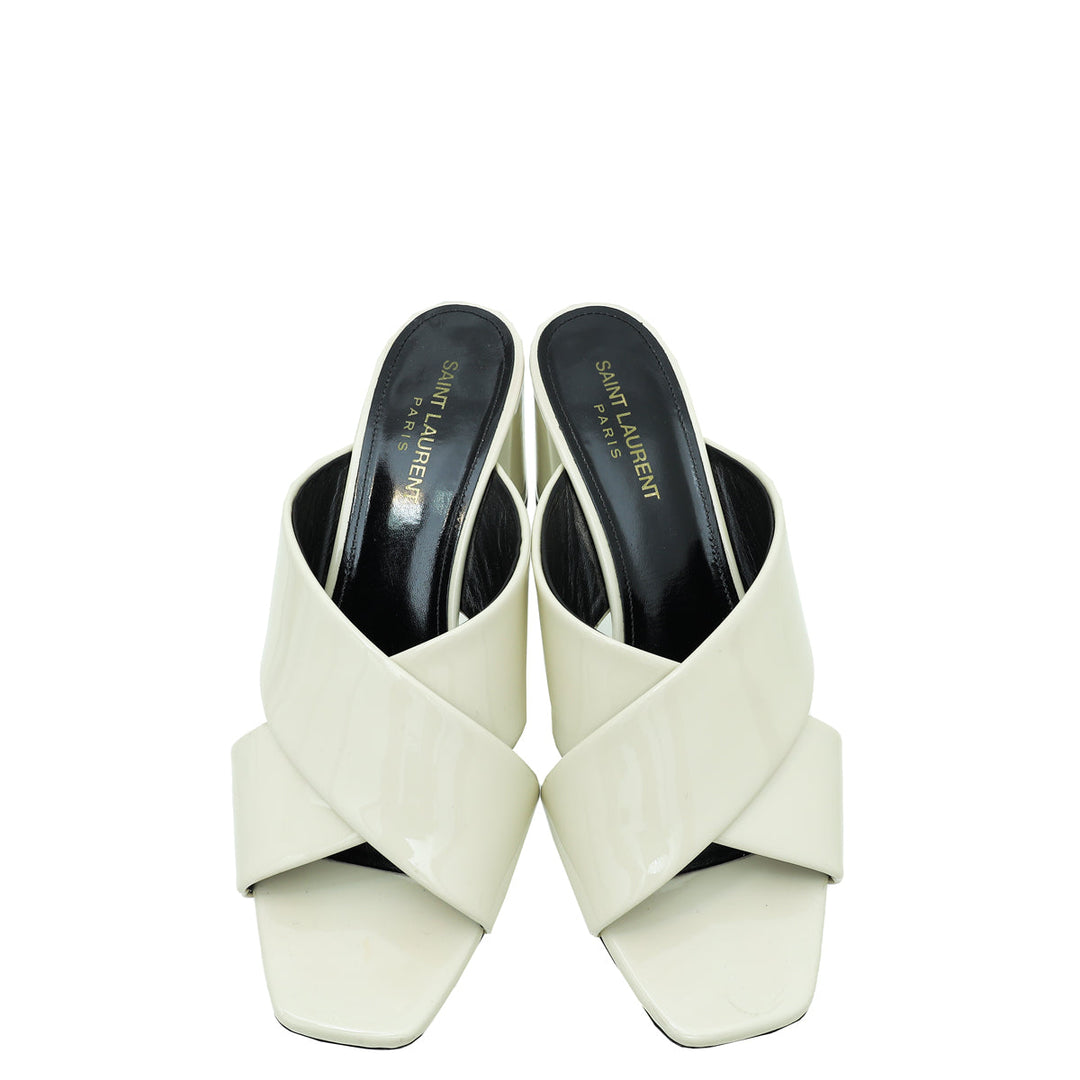 YSL Cream Loulou Criss Cross Sandals 39