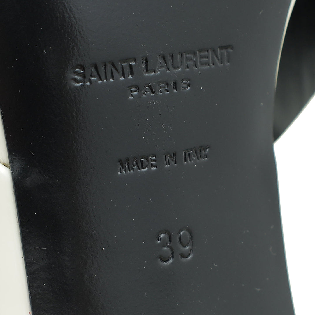 YSL Cream Loulou Criss Cross Sandals 39