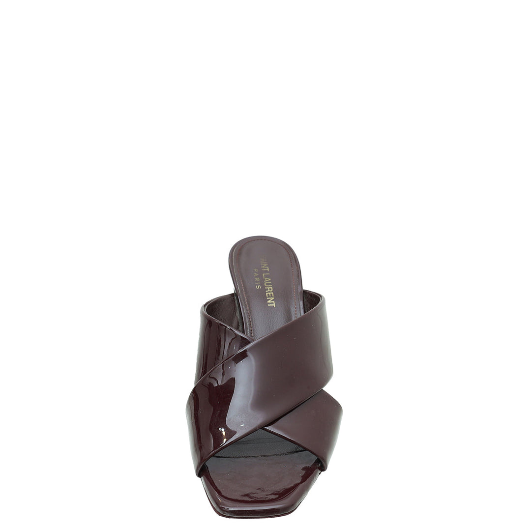 YSL Burgundy Loulou Criss Cross Sandals 39