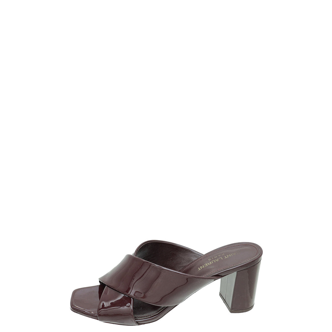 YSL Burgundy Loulou Criss Cross Sandals 39
