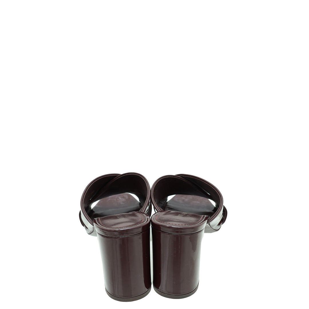 YSL Burgundy Loulou Criss Cross Sandals 39