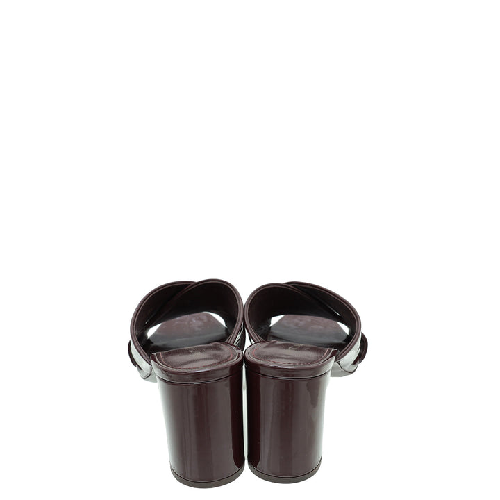 YSL Burgundy Loulou Criss Cross Sandals 39
