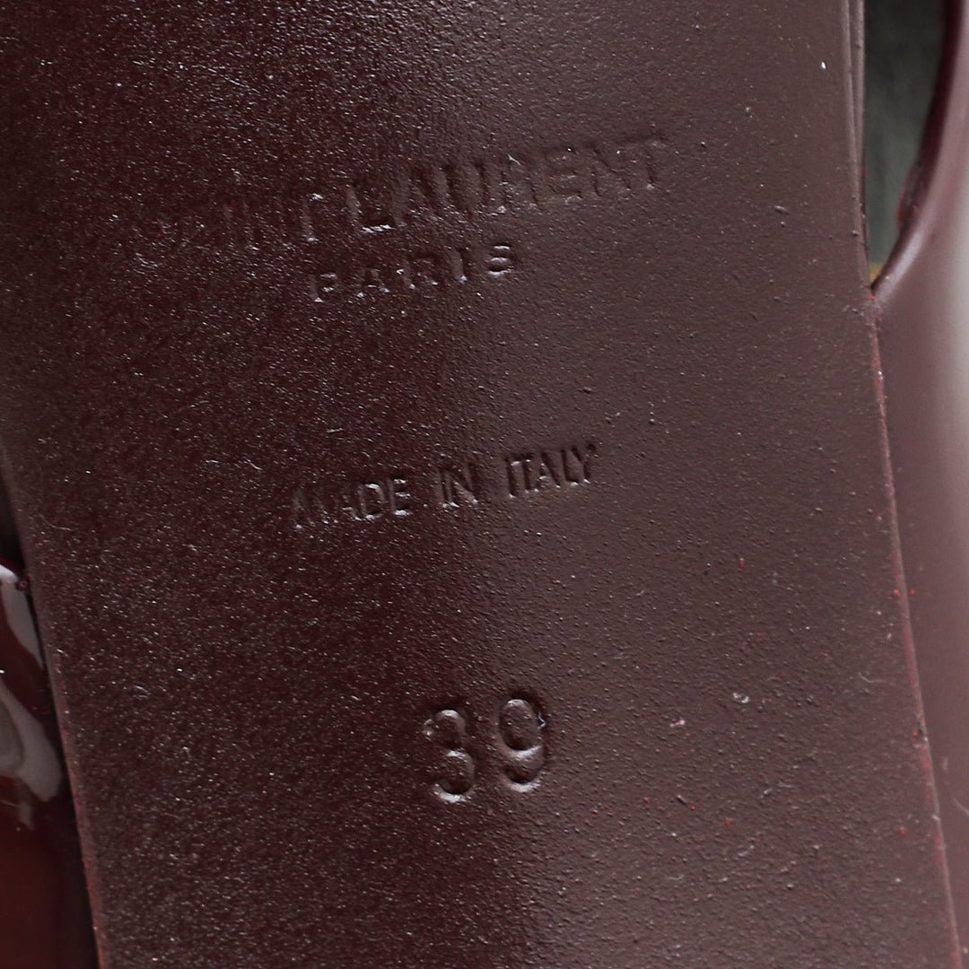 YSL Burgundy Loulou Criss Cross Sandals 39