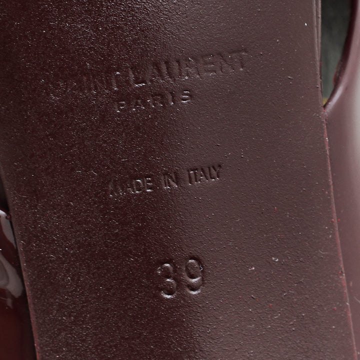 YSL Burgundy Loulou Criss Cross Sandals 39