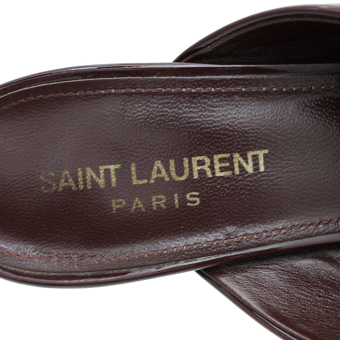 YSL Burgundy Loulou Criss Cross Sandals 39