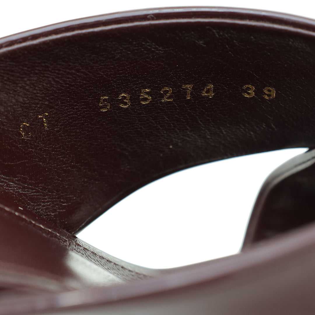 YSL Burgundy Loulou Criss Cross Sandals 39