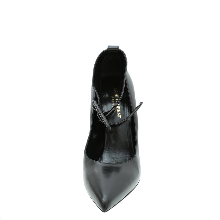 YSL Black Escarpin Ankle Strap Pump 39