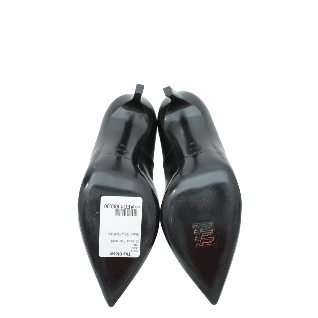 YSL Black Escarpin Ankle Strap Pump 39