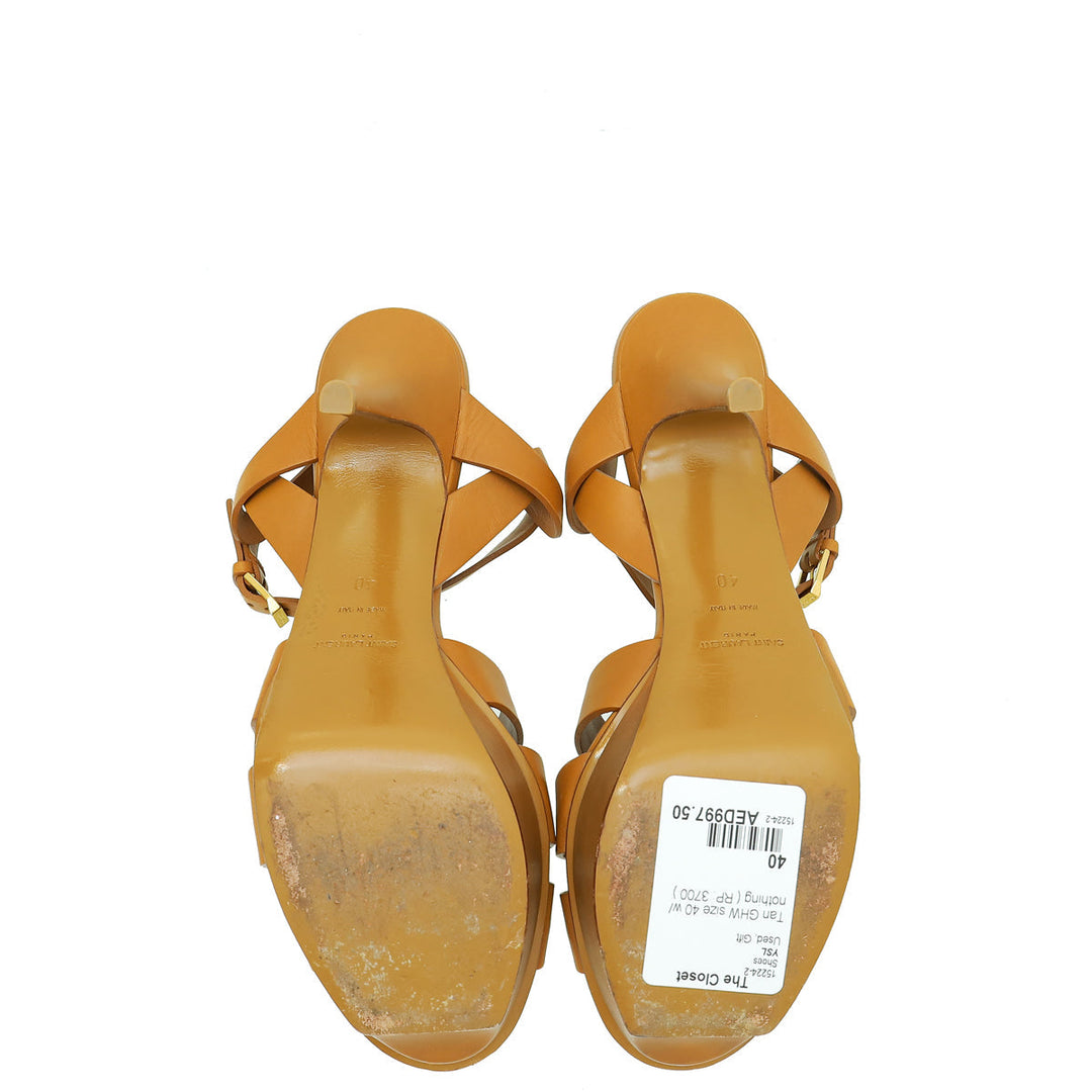 YSL Tan Tribute Sandal 40
