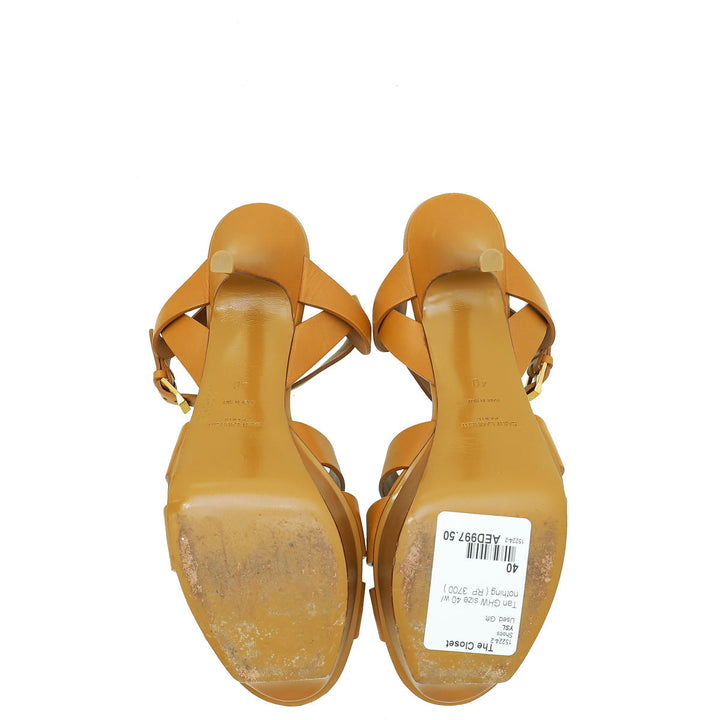 YSL Tan Tribute Sandal 40