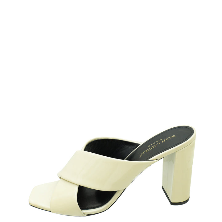 YSL Vintage White Loulou Criss Cross Mules 40