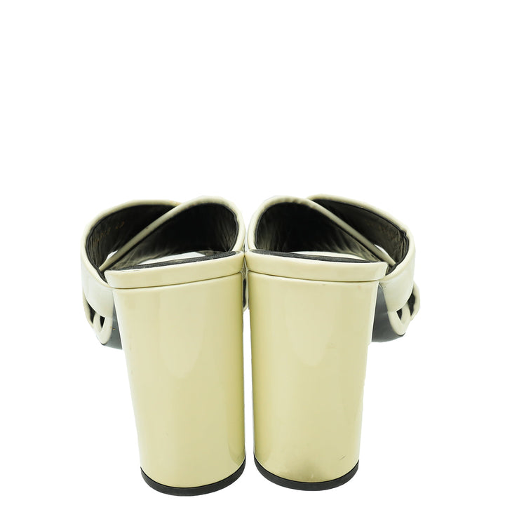 YSL Vintage White Loulou Criss Cross Mules 40