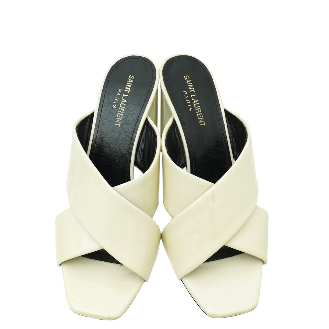 YSL Vintage White Loulou Criss Cross Mules 40