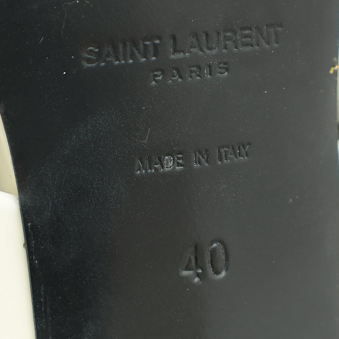 YSL Vintage White Loulou Criss Cross Mules 40