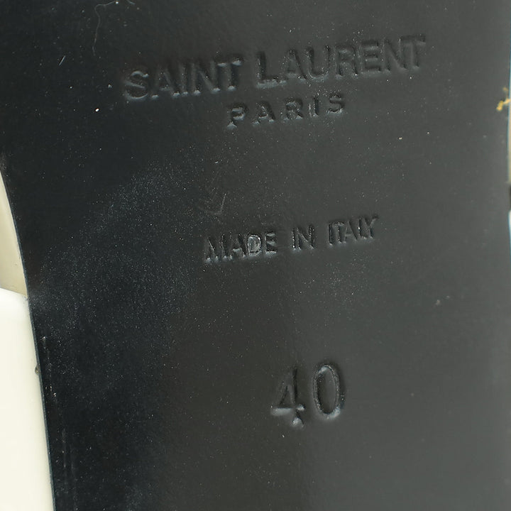 YSL Vintage White Loulou Criss Cross Mules 40