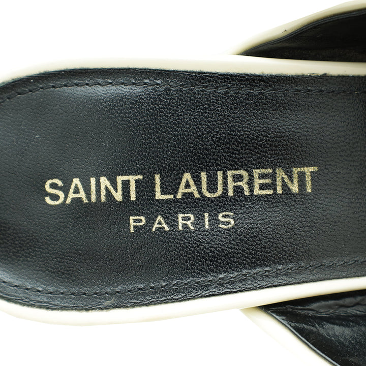 YSL Vintage White Loulou Criss Cross Mules 40