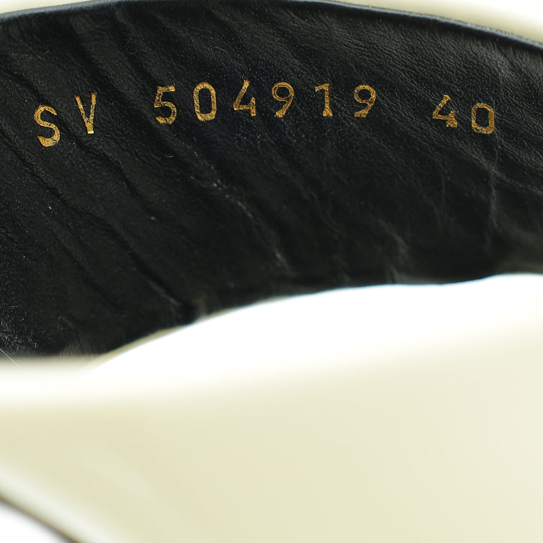 YSL Vintage White Loulou Criss Cross Mules 40