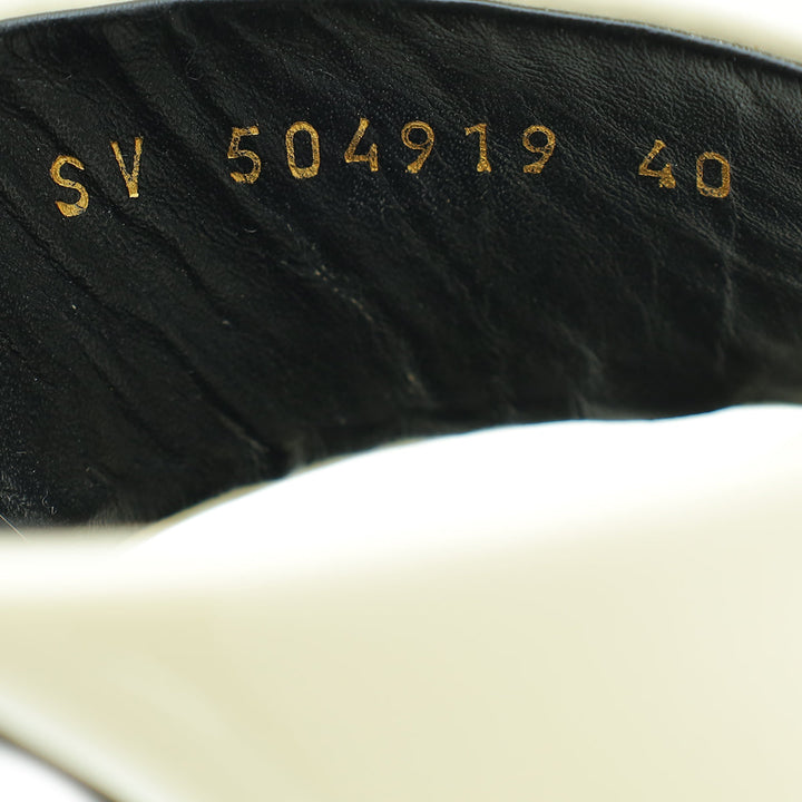 YSL Vintage White Loulou Criss Cross Mules 40