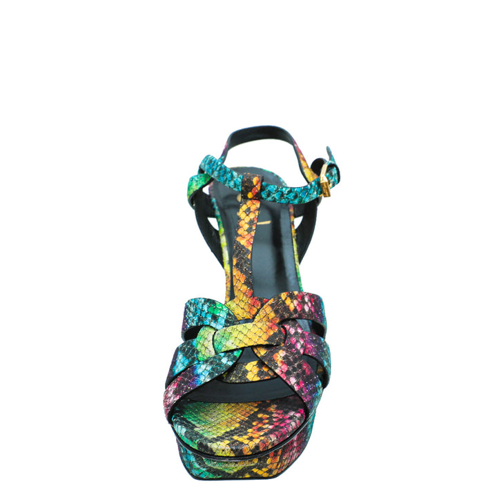 YSL Multicolor Python Print Tribute Sandal 41