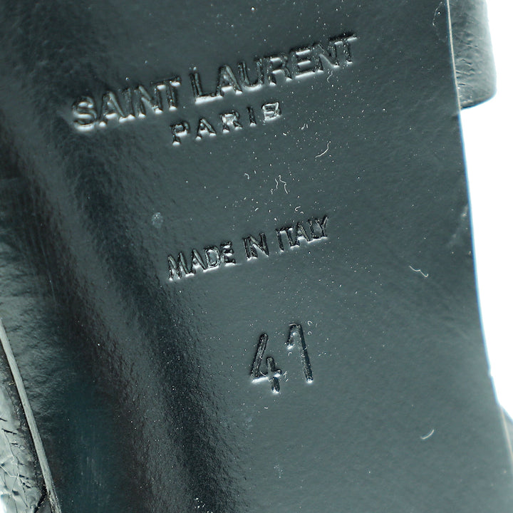 YSL Black Mid Heel Tribute Sandals 41