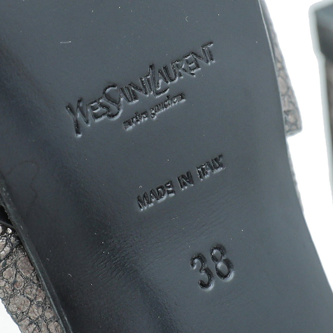 YSL Metallic Asphalt Tribute Sandal 38