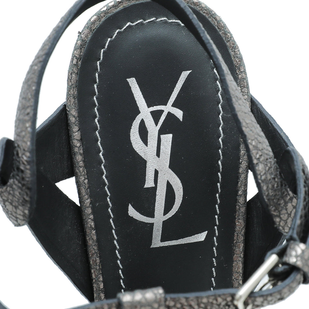 YSL Metallic Asphalt Tribute Sandal 38