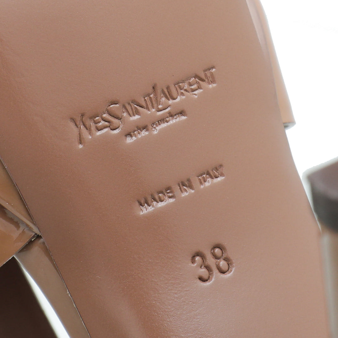 YSL Light Brown Tribute High Heel Sandals 38