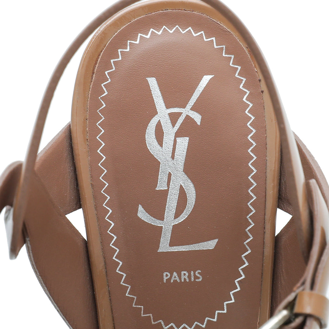 YSL Light Brown Tribute High Heel Sandals 38