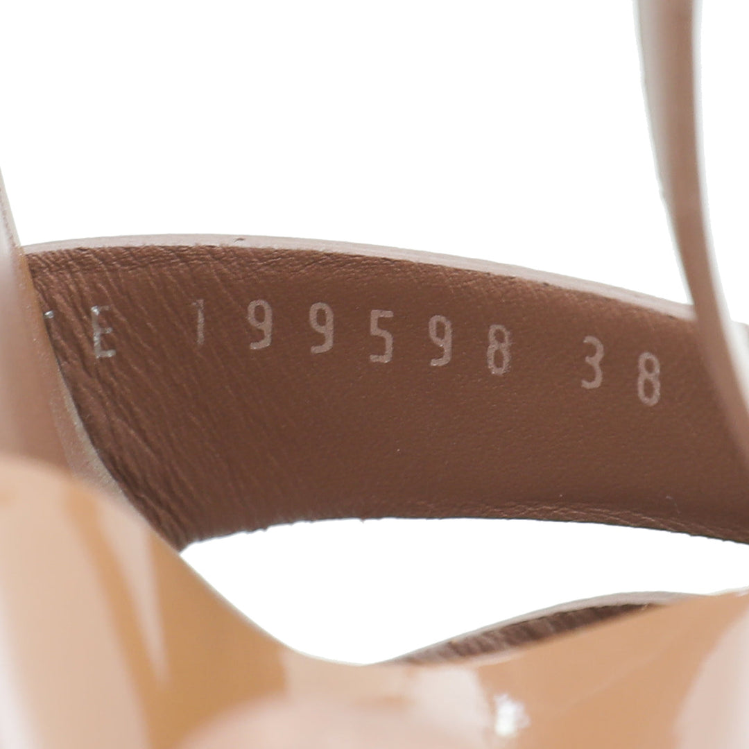 YSL Light Brown Tribute High Heel Sandals 38