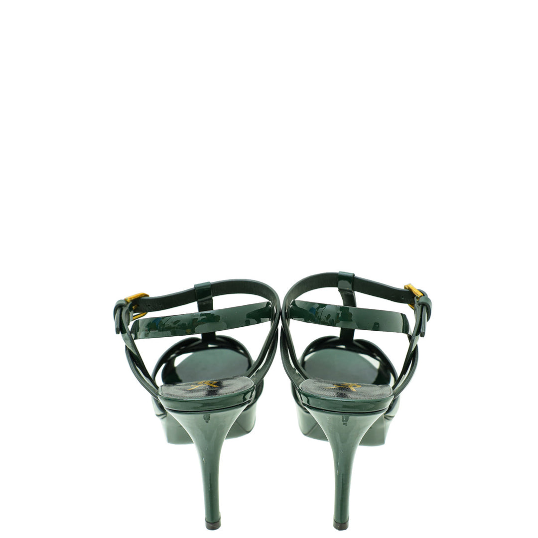 YSL Dark Green Tribute Sandal 35.5