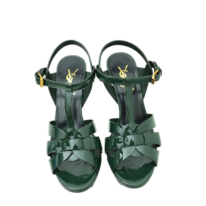 YSL Dark Green Tribute Sandal 35.5