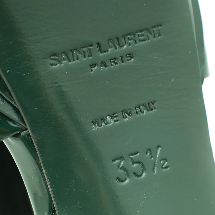 YSL Dark Green Tribute Sandal 35.5