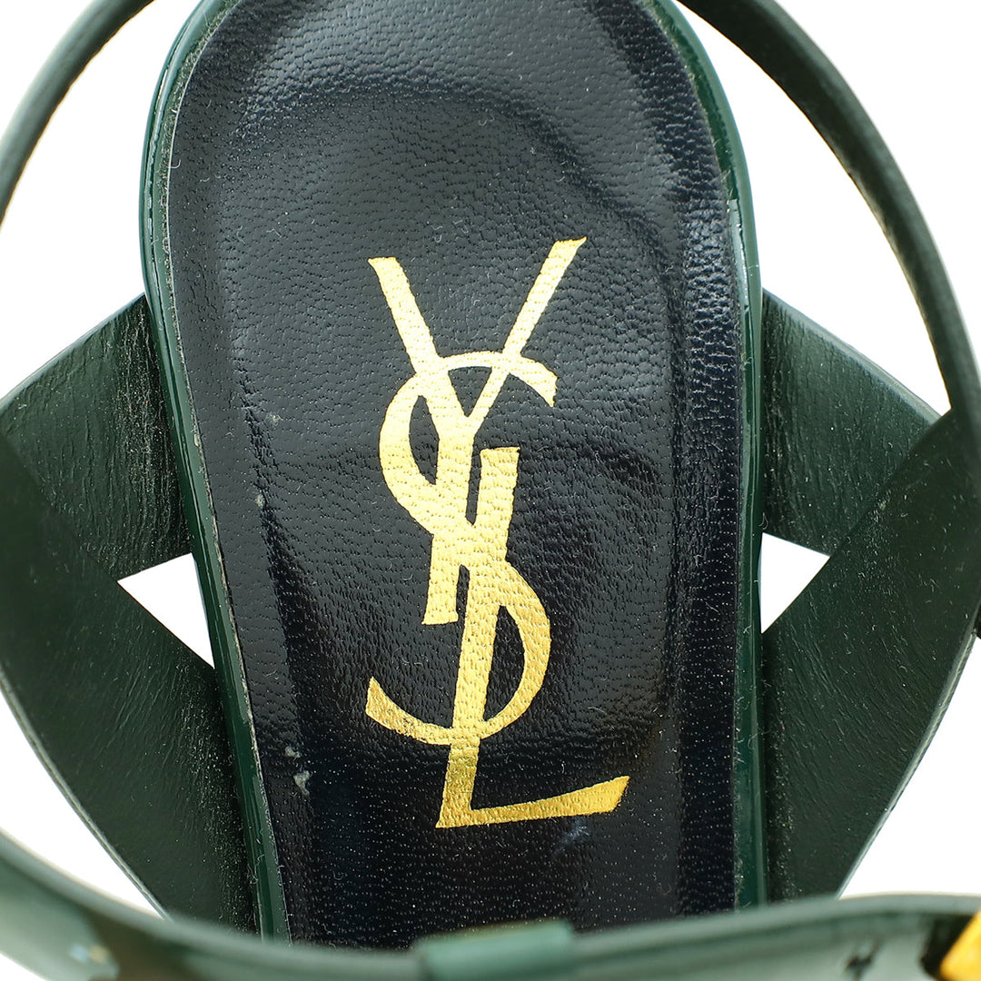 YSL Dark Green Tribute Sandal 35.5
