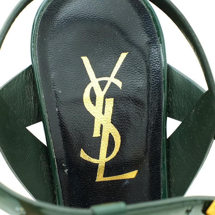 YSL Dark Green Tribute Sandal 35.5