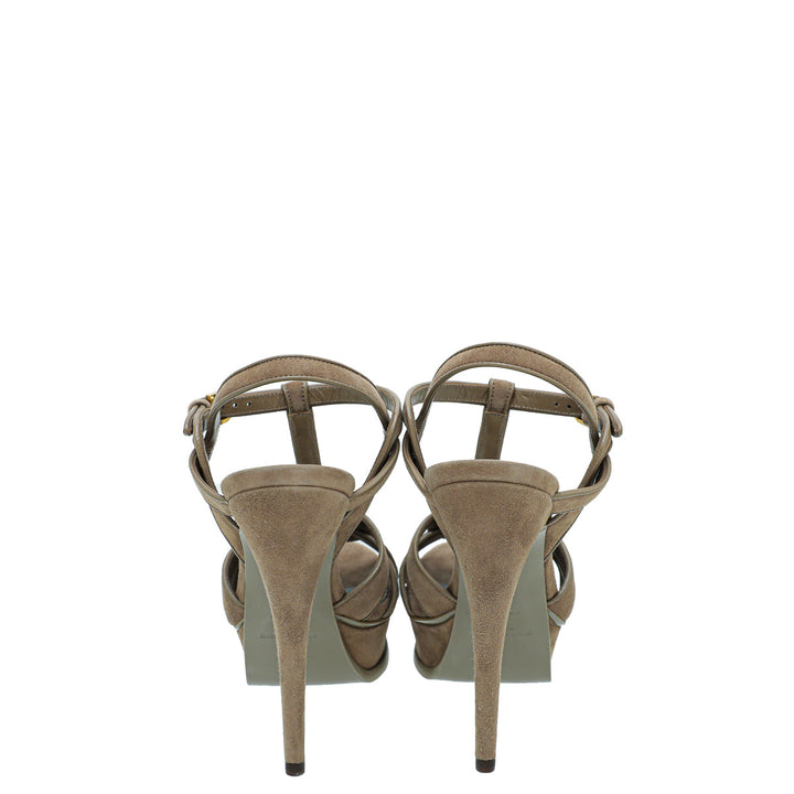 YSL Brown High Heeled Tribute Sandals 35.5