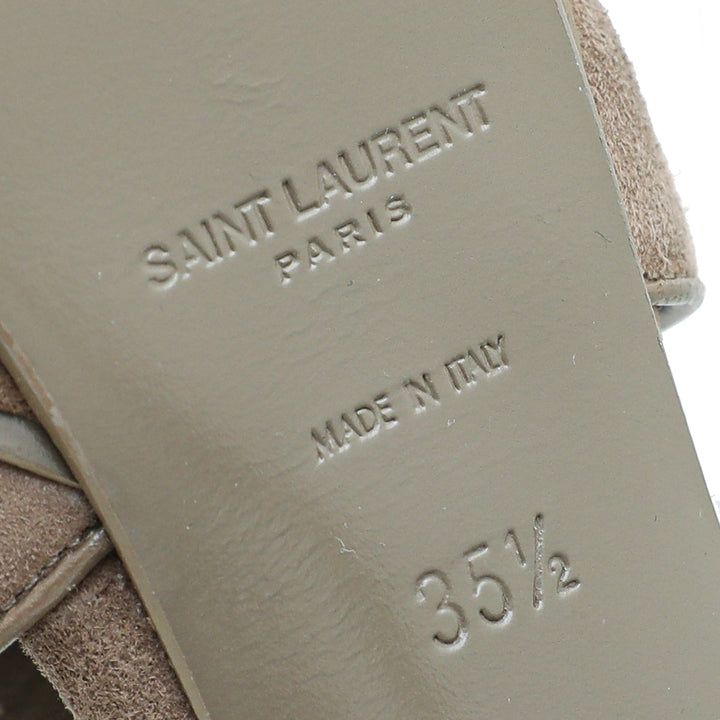 YSL Brown High Heeled Tribute Sandals 35.5