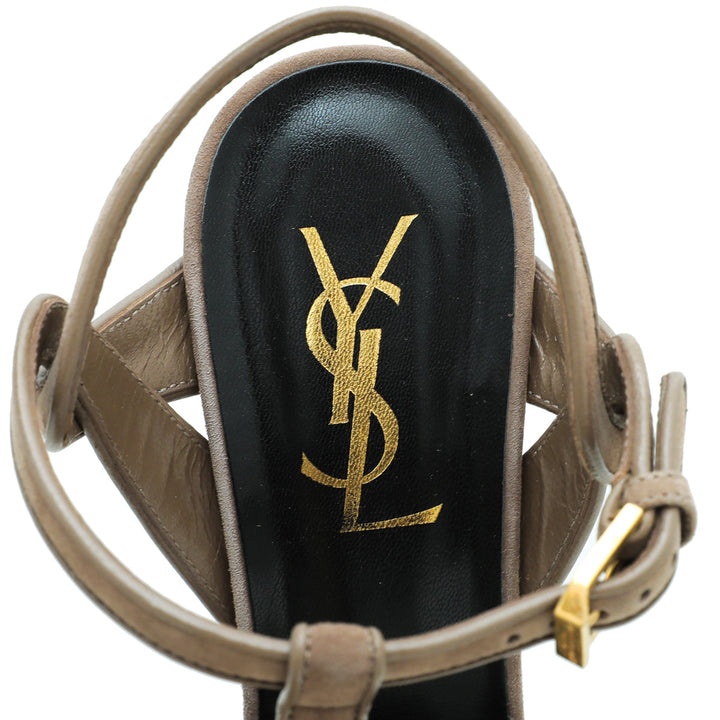 YSL Brown High Heeled Tribute Sandals 35.5