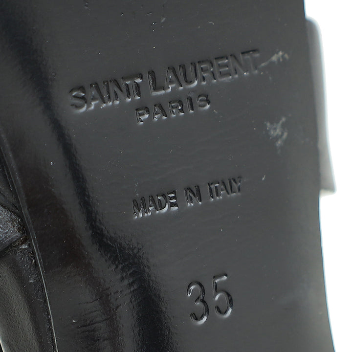 YSL Black Tribute Platform High Heeled Sandal 35