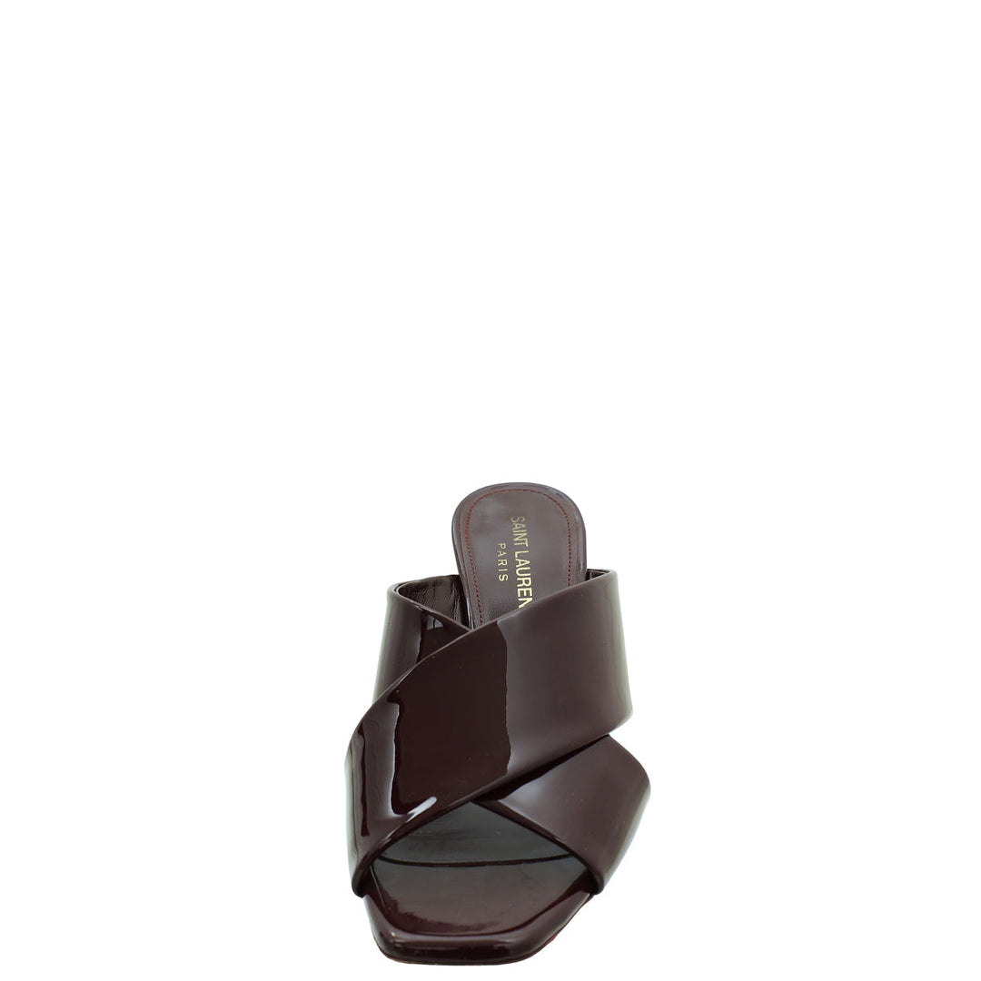 YSL Burgundy Loulou Criss Cross Sandal 36