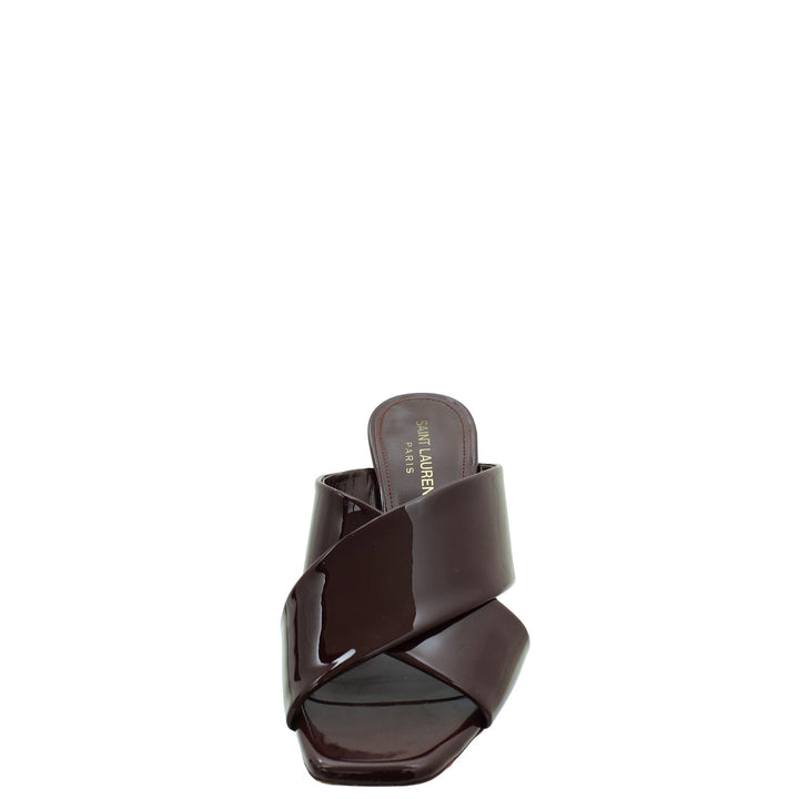 YSL Burgundy Loulou Criss Cross Sandal 36