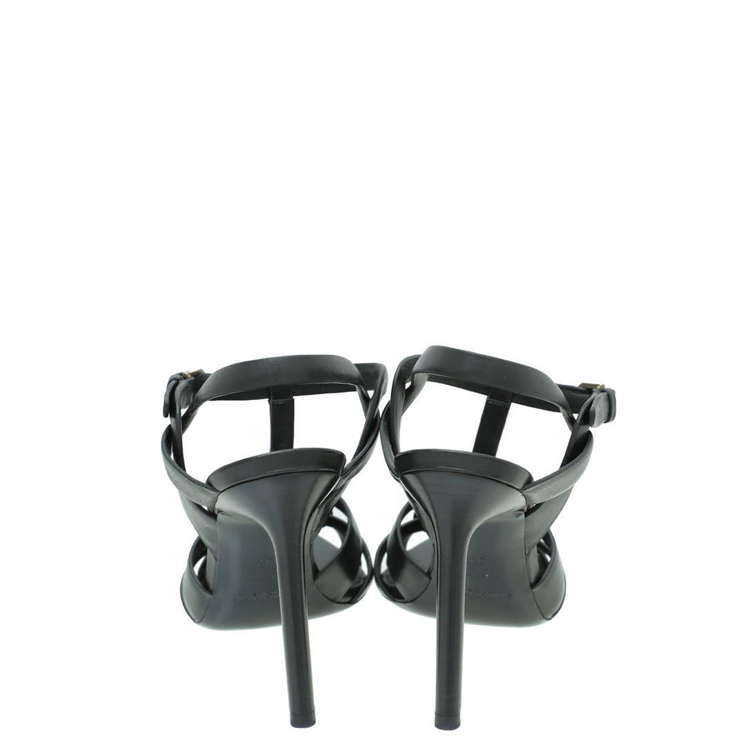YSL Black Tribute Sandals 37