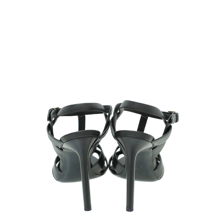 YSL Black Tribute Sandals 37