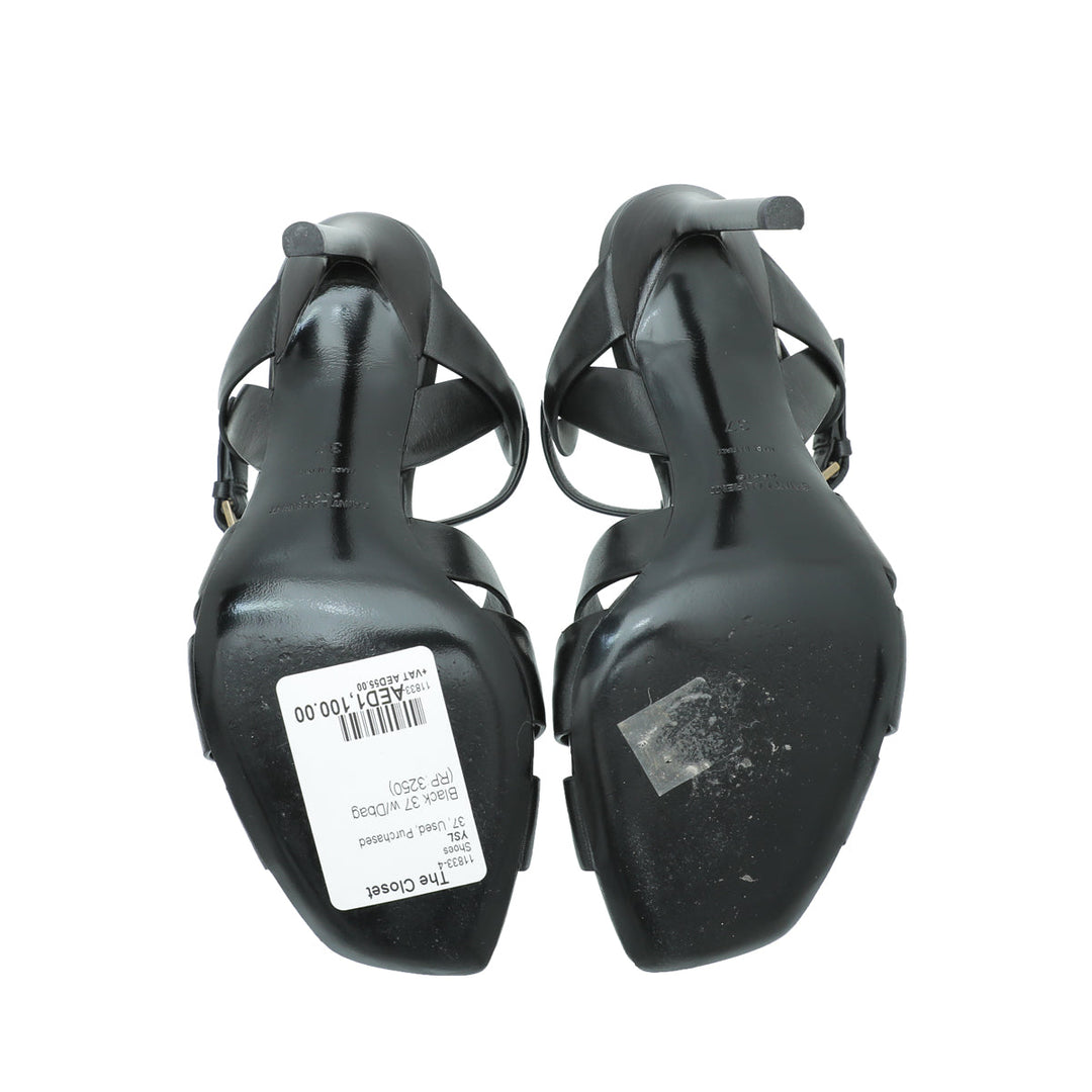 YSL Black Tribute Sandals 37