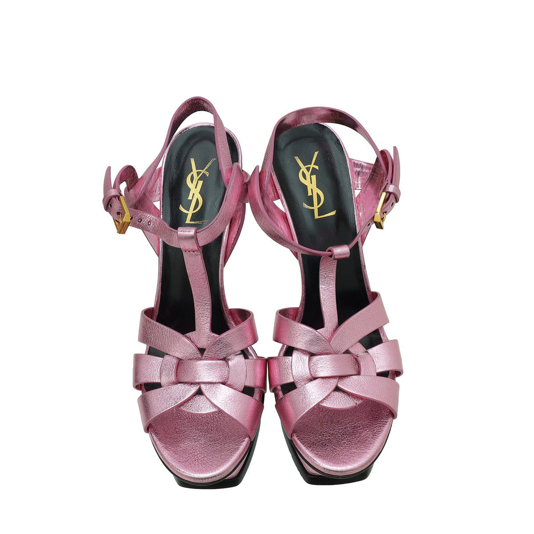 YSL Metallic Pink Tribute Sandal 38.5