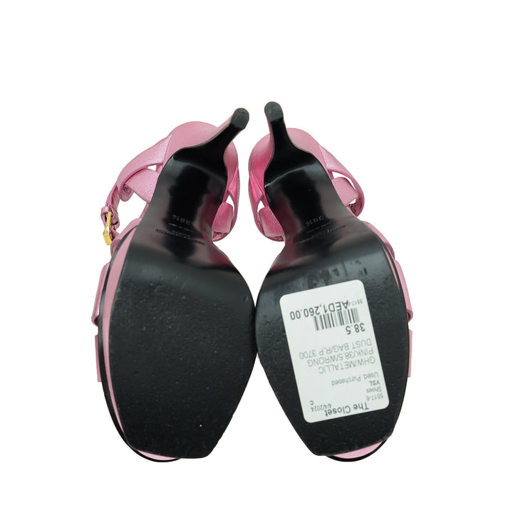YSL Metallic Pink Tribute Sandal 38.5