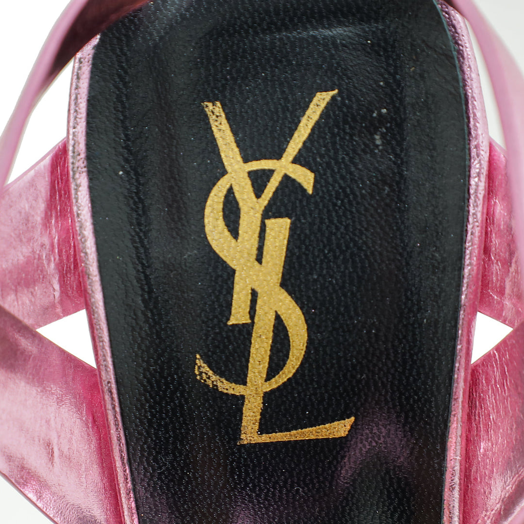 YSL Metallic Pink Tribute Sandal 38.5