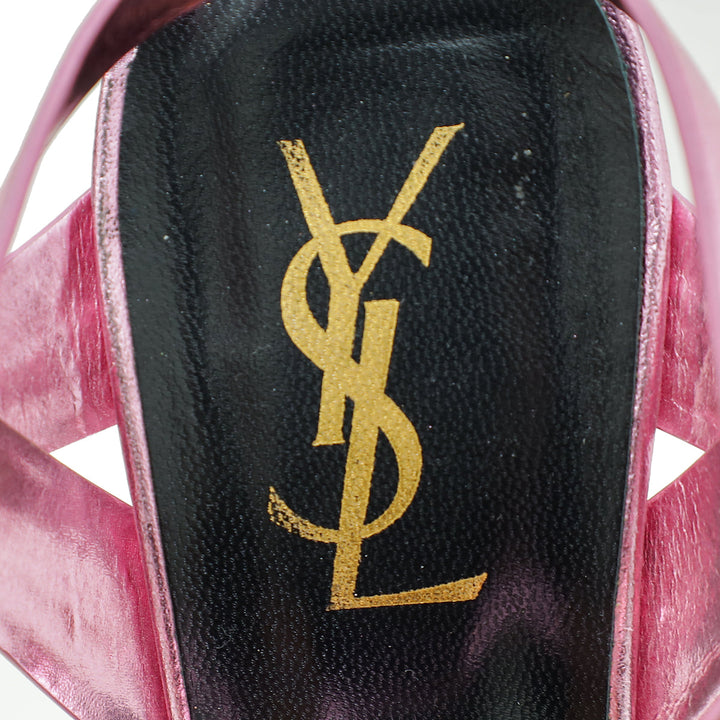 YSL Metallic Pink Tribute Sandal 38.5