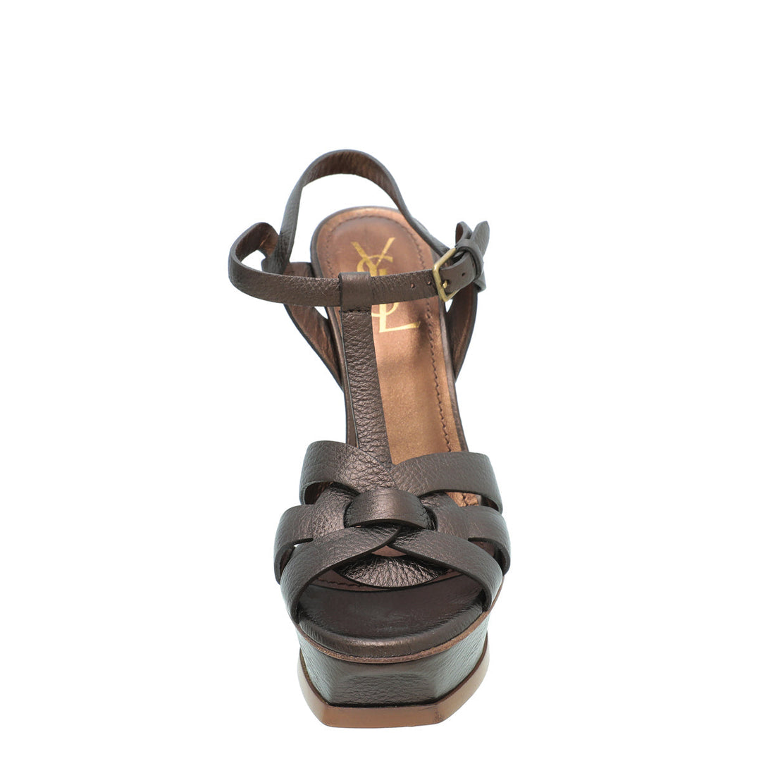 YSL Metallic Brown Tribute Sandal 38