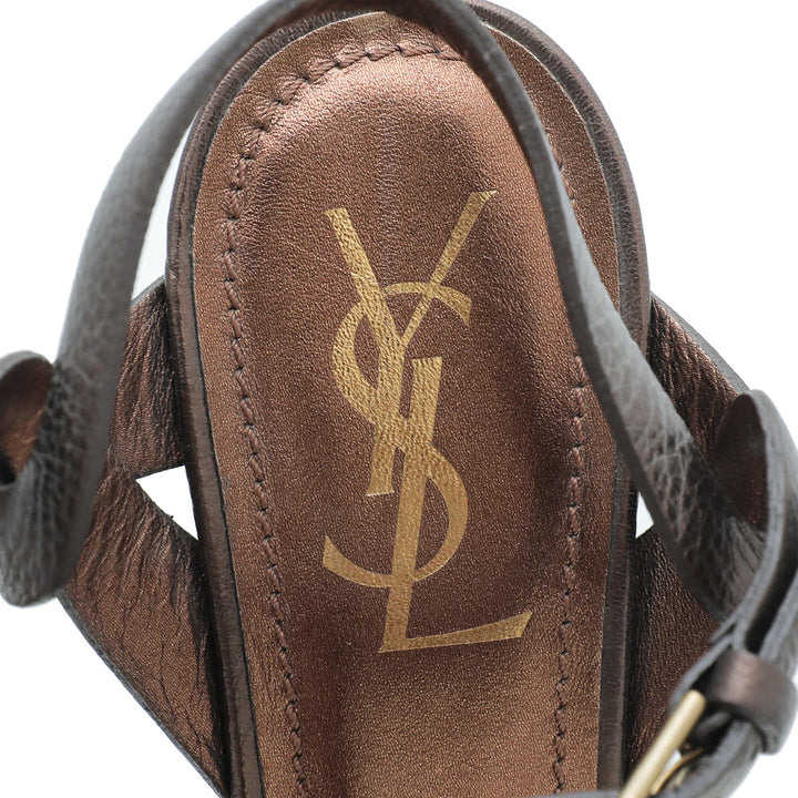 YSL Metallic Brown Tribute Sandal 38