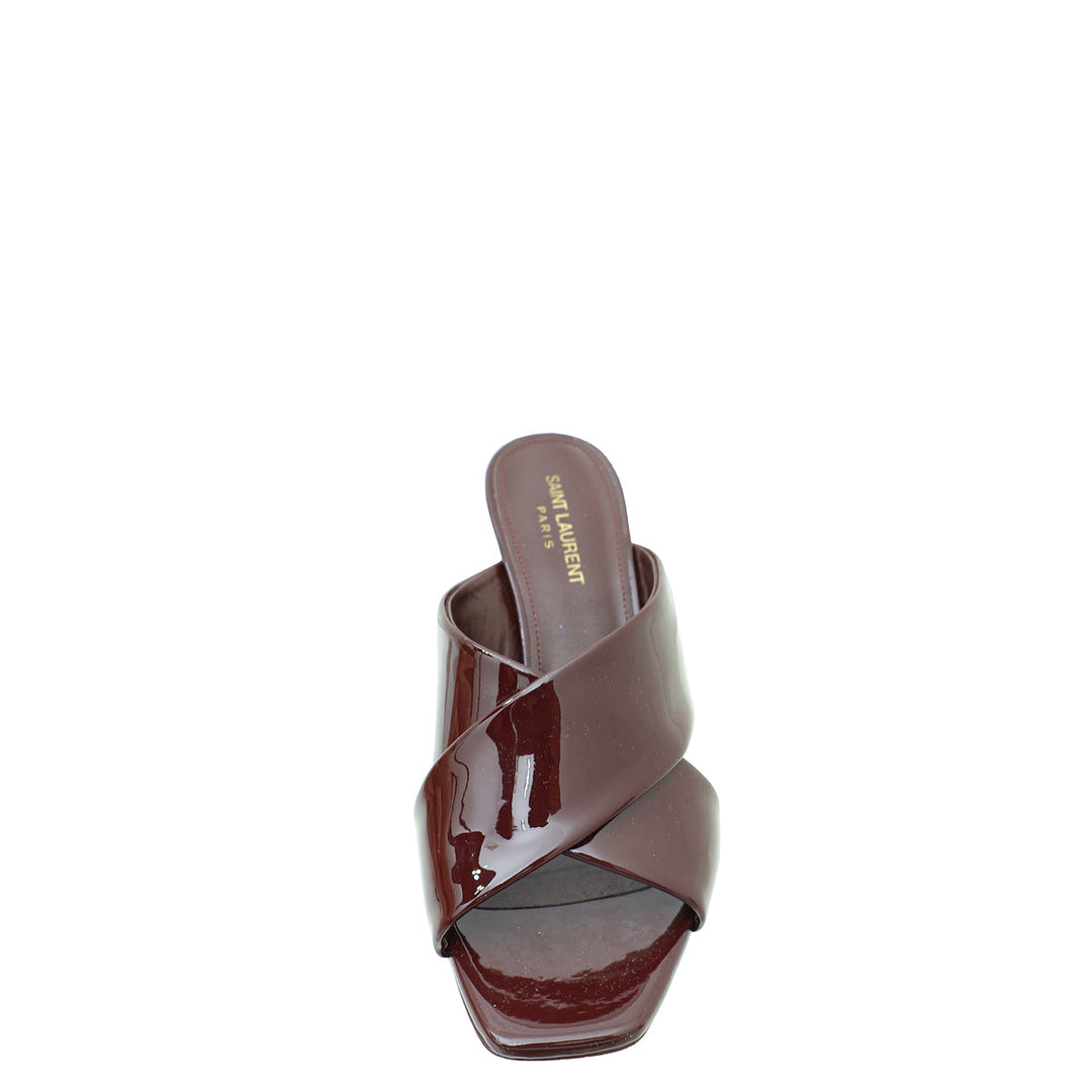 YSL Burgundy Loulou Criss Cross Sandals 39.5